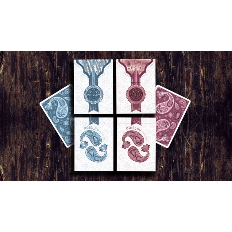 Foto Marked Paisley Ton sur Ton Poudre Rouge Playing Cards (VT)