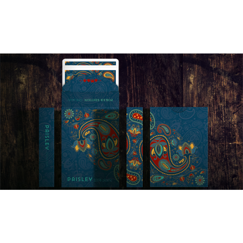 Foto Plastic Paisley Poker Blue Playing Cards by Dutch Card House Company