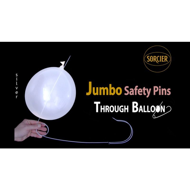 Foto Jumbo Safety Pins Through Balloon Silver by Sorcier Magic