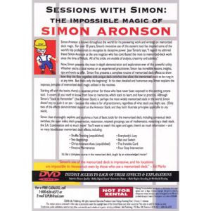 Foto Sessions With Simon: The Impossible Magic Of Simon Aronson Volume 3 (Memorized Deck) - DVD