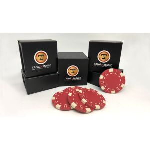 Foto Expanded Shell Poker Chip Red plus 4 Regular Chips (PK001R) by Tango magic - Trick